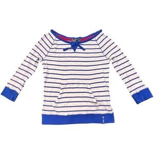 Lauren Ralph Lauren Active Nautical Ribbed Sweatshirt Top Large Boat Neck Stripe